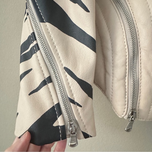 NWT 3.1 Phillip Lim nude zebra striped peplum motorcycle leather jacket … - Picture 3 of 13